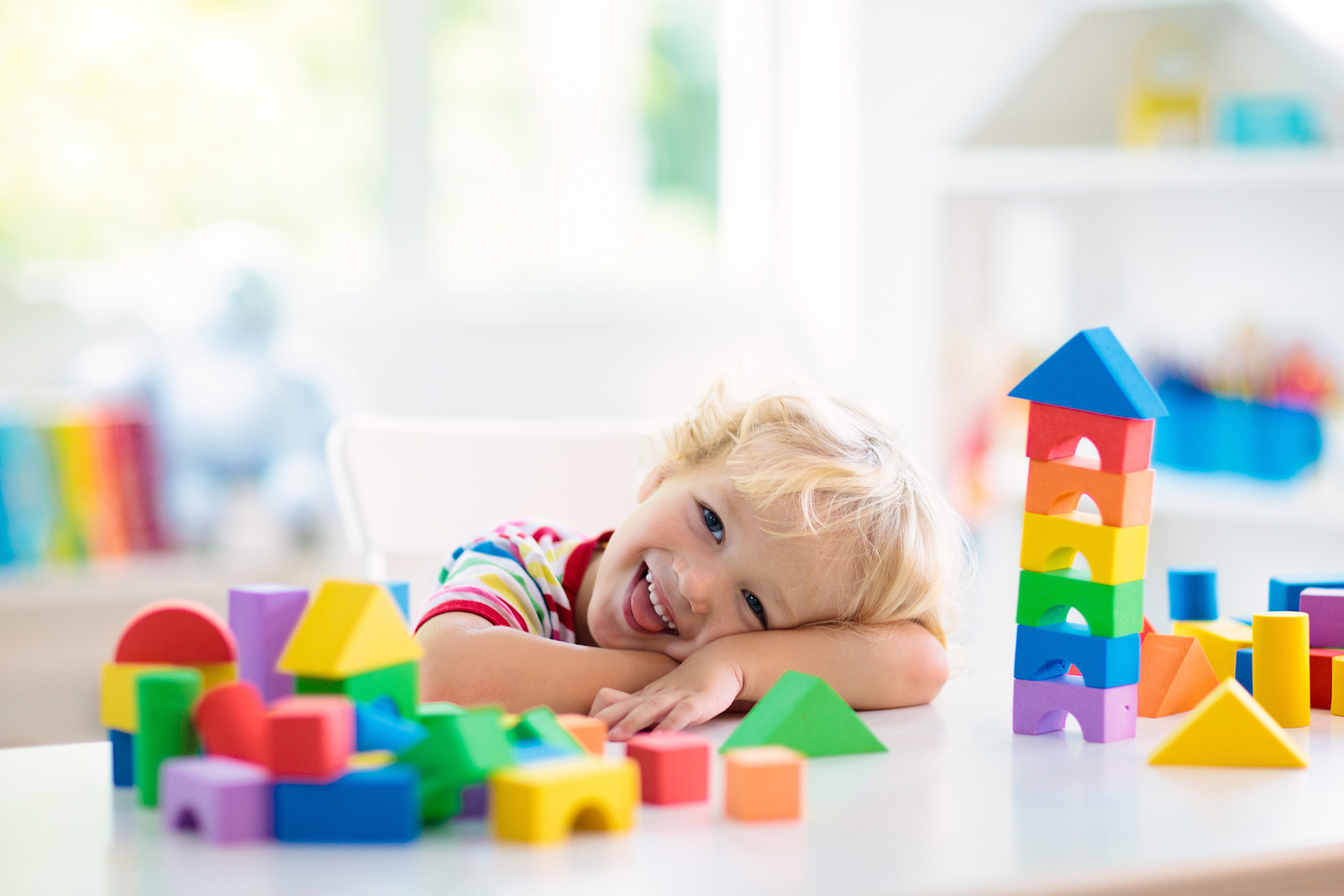 A child engaged in play-based learning