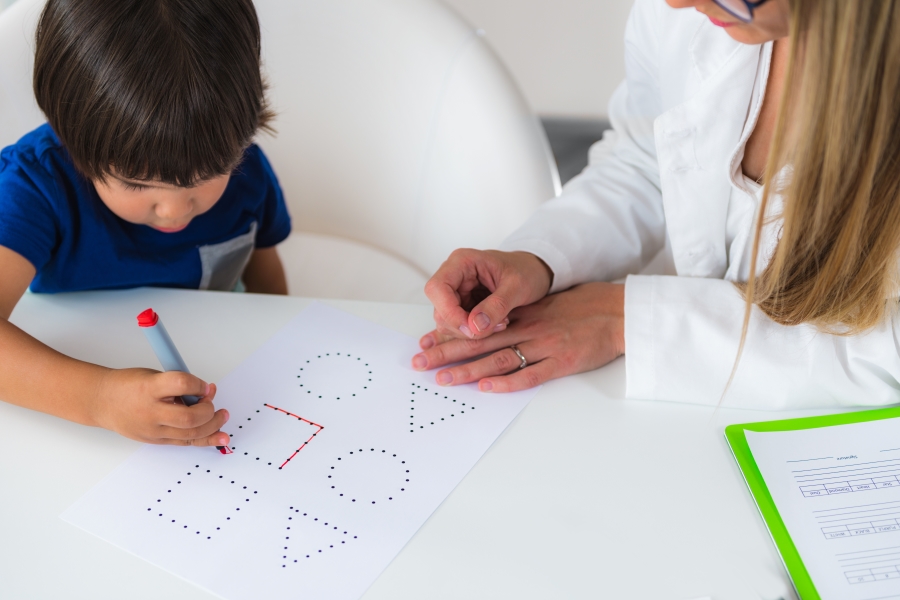 A child completing an evaluation activity